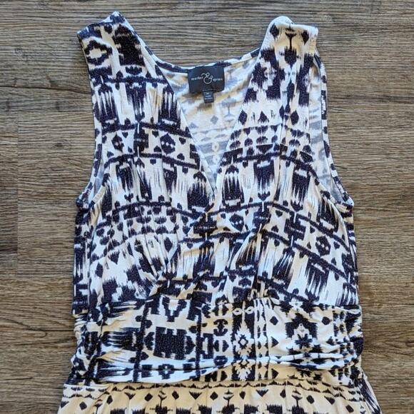 Market & Spruce Blue White Aztec Watercolor Maxi Dress Women's Medium - Picture 3 of 6